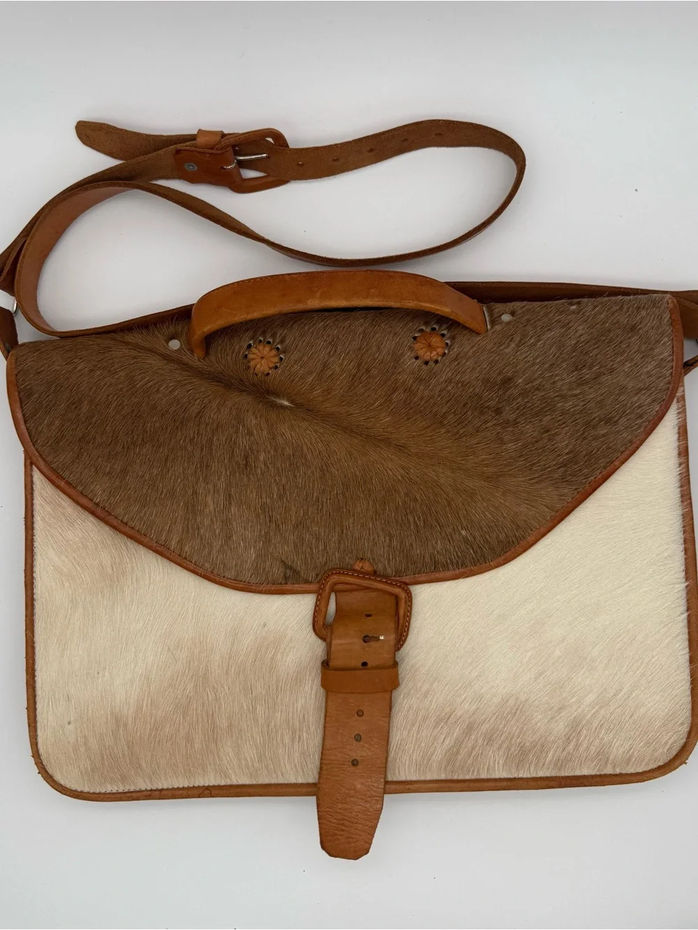 Custom Made in Mexico Genuine Cowhide Leather Western Messenger Bag 🤎